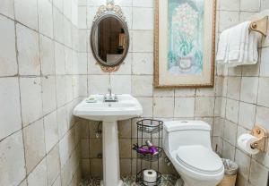 埃尔巴列德安通Casa Madre Tierra的一间带水槽、卫生间和镜子的浴室