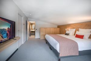 阿克1800Altezza - Arc 1800 Hotel & Spa - ex Mercure的配有一张床和一台平面电视的酒店客房
