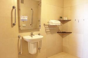 巴西利亚大使酒店的一间带水槽和淋浴的浴室
