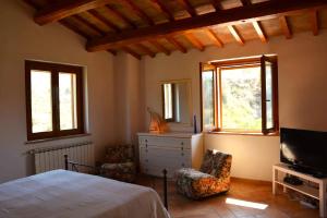 Penna in TeverinaSCAPPO IN UMBRIA, il Pennacchio的一间卧室设有一张床、一台电视和窗户。