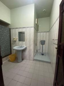 卡拉奇Jinnah inn Guest House的一间带水槽和卫生间的浴室