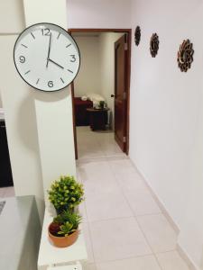 波帕扬Apartamento en centro de Popayán的走廊上挂着植物的钟