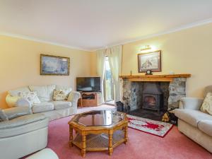 格伦科Bidean Lodge的带沙发和壁炉的客厅