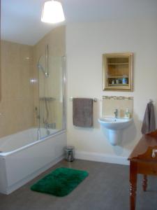 Campsey坦普尔莫伊尔农场度假屋的带淋浴和盥洗盆的浴室