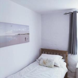 利马瓦迪Ballymultimber Cottages的卧室配有一张挂在墙上的床铺