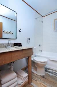 布埃纳维斯塔Vista Court Cabins & Lodge的浴室配有卫生间、盥洗盆和浴缸。