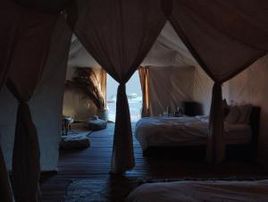 MhamidSaba Berber Travel的一间卧室配有一张床和一个帐篷