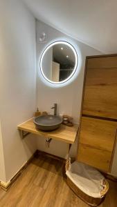 马斯特里赫特Hallo Maastricht B&B Fientje的一间带水槽和镜子的浴室