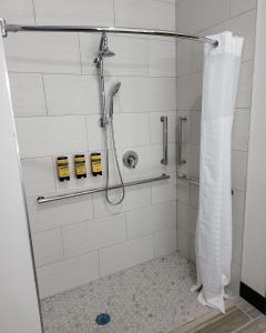 卡尔斯巴德Best Western Plus Executive Residency Carlsbad Hotel的浴室内配有淋浴帘。