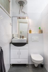 布达佩斯V26 Freedom Lodge Apartment的白色的浴室设有水槽和卫生间。