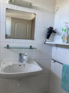 CurepipeLa Péninsule - Town Apartment No. 3的白色的浴室设有水槽和镜子