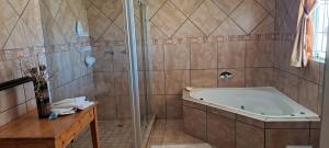 丹地Mountain View Guest House的一间带浴缸和淋浴的浴室