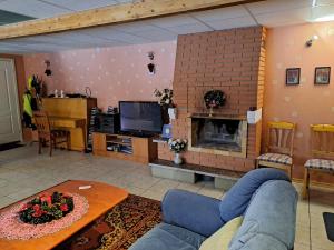 珀尔瓦拉妮玛雅民宿的带沙发和壁炉的客厅