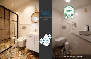 伊斯坦布尔Blue Mosque Suites 2 - Old City Sultanahmet的白色浴室设有2个卫生间和水槽