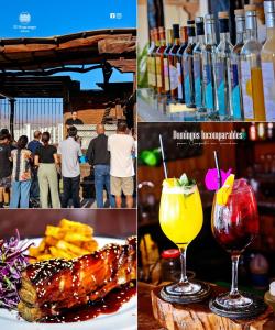 伊察Bodega el Huarango的三个饮料和食物的照片拼凑而成