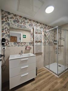桑坦德Apartamentos Santander 2的一间带水槽和淋浴的浴室