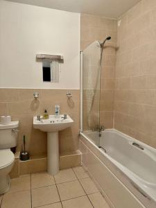 沃特福德Terrace Apartment X91 RR04的一间带水槽、浴缸和卫生间的浴室