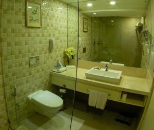 瓦皮Fortune Park Galaxy, Vapi - Member ITC's Hotel Group的一间带卫生间、水槽和镜子的浴室