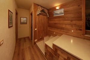 萨奥兹-杜尔克斯艾达公寓的房屋内的厨房设有木墙和木地板