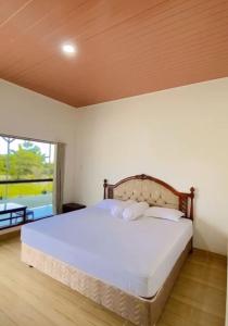 RatodenaAmadeo Guest House的一间卧室设有一张大床和大窗户
