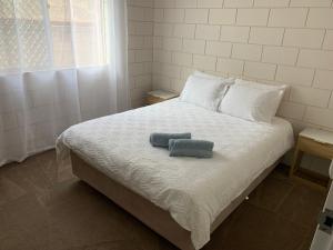 杰拉尔顿Harbour View 49 Urch Street Unit 7的一间卧室配有一张带两个枕头的床