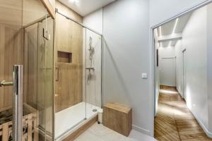 里昂LYON HYPERCENTRE LES CORDELIERS的带淋浴和步入式淋浴间的浴室