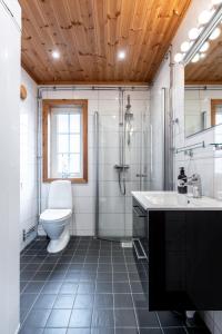 伊德勒Idre Himmelfjäll, Vintergatan 2的浴室配有卫生间、盥洗盆和淋浴。