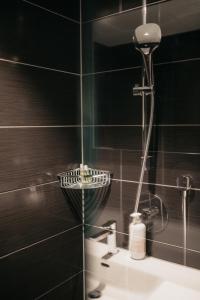 斯普赖滕巴赫IIP Apartments的带淋浴和盥洗盆的浴室