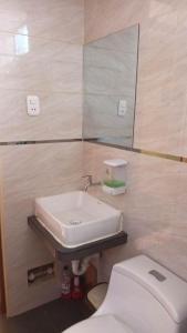 利马Confortable habitación doble frente al Aeropuerto的一间带水槽和卫生间的浴室