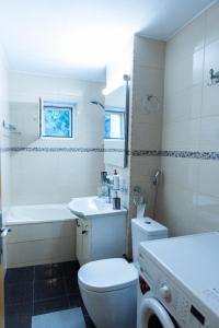 蒂米什瓦拉Lara's Residence的白色的浴室设有卫生间和水槽。