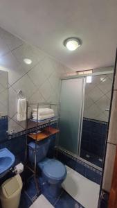 奥兰太坦波Ccapac Inka Ollanta的带淋浴、卫生间和盥洗盆的浴室