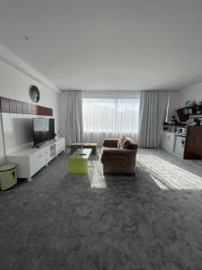 尼兹瓦Al ATLAL apartment的带沙发和电视的大型客厅