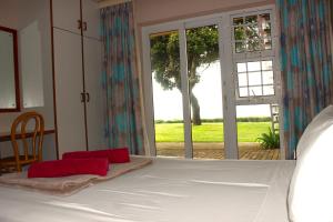 马盖特Anguna Holiday Flats的一间卧室设有一张床和一个大窗户