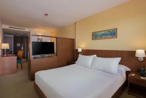波哥大Hotel Habitel Select的配有一张床和一台平面电视的酒店客房