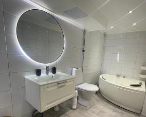 耶夫勒Ringarstigen 29的浴室配有盥洗池、卫生间和镜子。