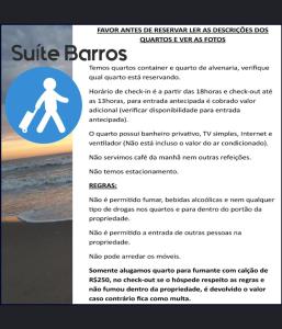 纳韦甘蒂斯Suíte Barros的一张传单的页,上面有海滩的照片