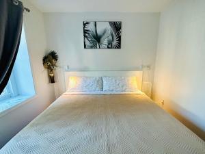 温哥华2BR 1BA Guest Suite - Free Parking - Central Location w/ Mountain-View的一间卧室,卧室内配有一张大床