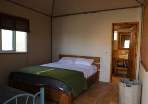 瓦迪拉姆Rum Planet Camp的一间带床的小卧室和一间浴室