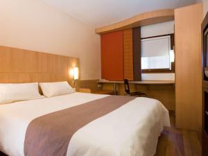 南卡希亚斯ibis Caxias do Sul的一间设有大床和窗户的酒店客房