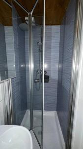 埃德蒙顿Palaz 8 - One Bedroom Flat的带淋浴、卫生间和盥洗盆的浴室