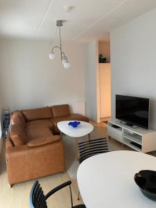 奥尔堡Stjernepladsen的客厅配有沙发和桌子