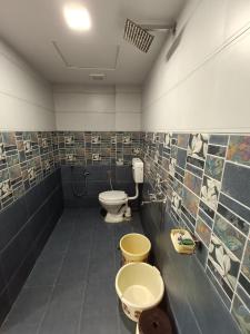 曼德维HOTEL JB STAR的浴室设有卫生间和2个水槽。