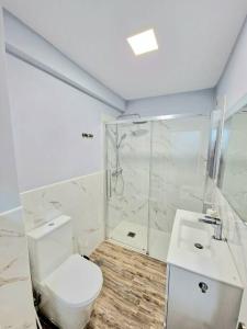 圣克鲁斯-德特内里费Apartamento Vistamar的浴室配有卫生间、淋浴和盥洗盆。