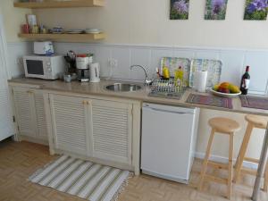 绍萨尔Casa Flora Loft Studio的厨房配有水槽和台面