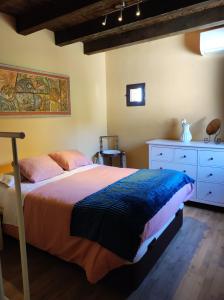 坎皮略德拉纳斯Casa rural La Gata的一间卧室配有一张床和一个梳妆台