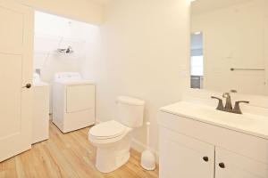 奥本Idyllic & Cozy Stylish Belmont Haven near Lewiston - 1BR 1BA Apartment的白色的浴室设有卫生间和水槽。