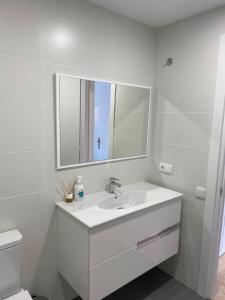 伊瓜拉达Apartamento en el centro的白色的浴室设有水槽和镜子