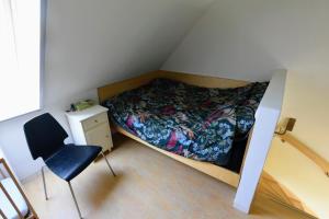 EzingeDe Kinkhoorn的一间小卧室,配有一张床和一把椅子
