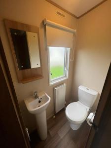 塔特舍尔87 Lancaster Crescent的一间带卫生间、水槽和窗户的浴室
