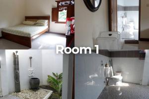 梭罗Omah Pinaringan的一间带一张床的浴室和一间带卫生间的客房